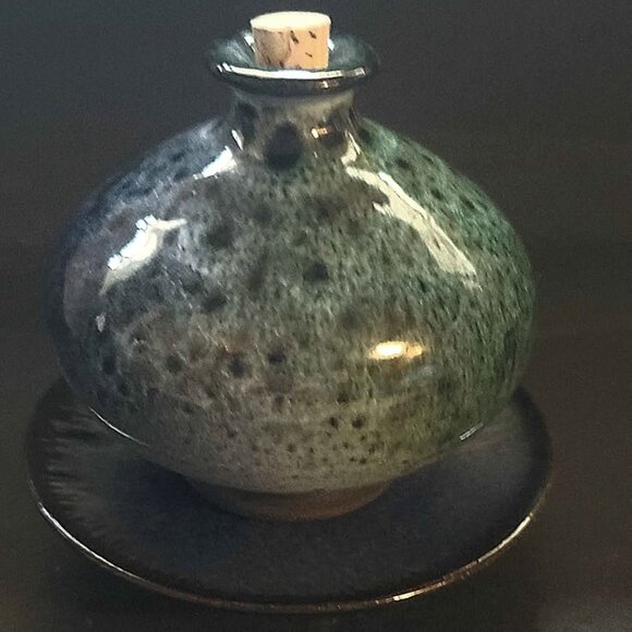 Vintage Ceramic Oil or Perfume Bottle with Saucer Made in France - Picture 3 of 11